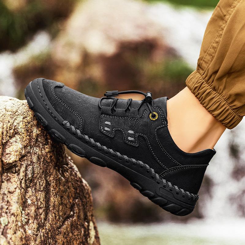 2025 large size autumn and winter leather large size breathable loafers casual men's leather shoes trend hand-stitched men's shoes