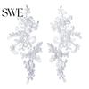 Embroidery Lace Applique 2 Pcs Sewing Flower Fabric Collar Patch Motif Trim for Clothing Wedding Gown Dress Bridal DIY Crafts Daily Wear Tailor Shops