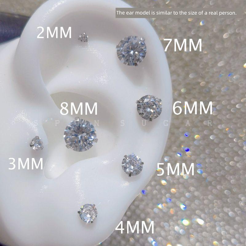 

Niche Style Titanium Steel Female Screw Zircon Trendy Cool Ear Ear Bone Pin 2mm ball nail single