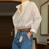 Women's Versatile Japanese Style White Long Sleeve Shirt