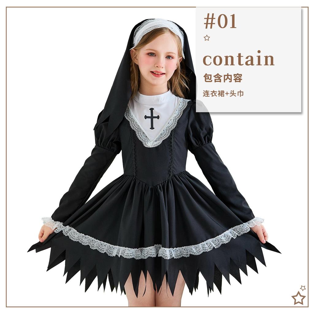 20.26 million Halloween Children's Clothing Nun Clothing Carnival Girls Dress Cross Repair Women's Clothing Performance Clothing