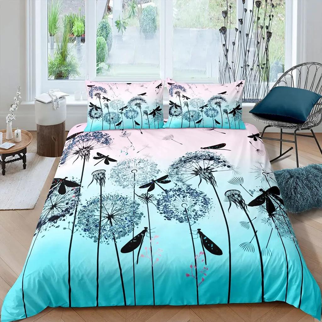 Bohemian Dragonfly King Queen Duvet Cover Mandala Paisley Bedding Set Tie Dye Trippy Gypsy Quilt Cover Polyester Comforter Cover