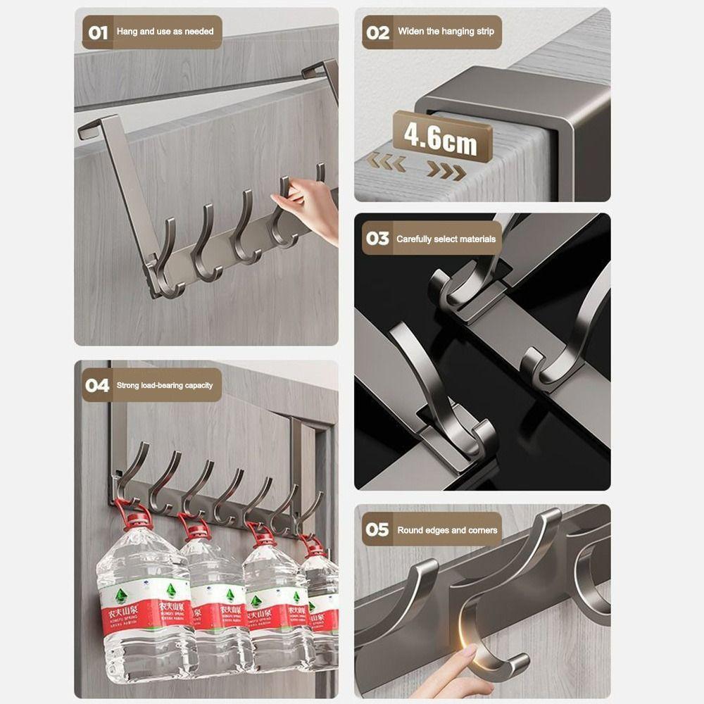 Traceless 6/7/8 Door Hook Punch-free Coat Hook Creativity Door Back Storage Rack