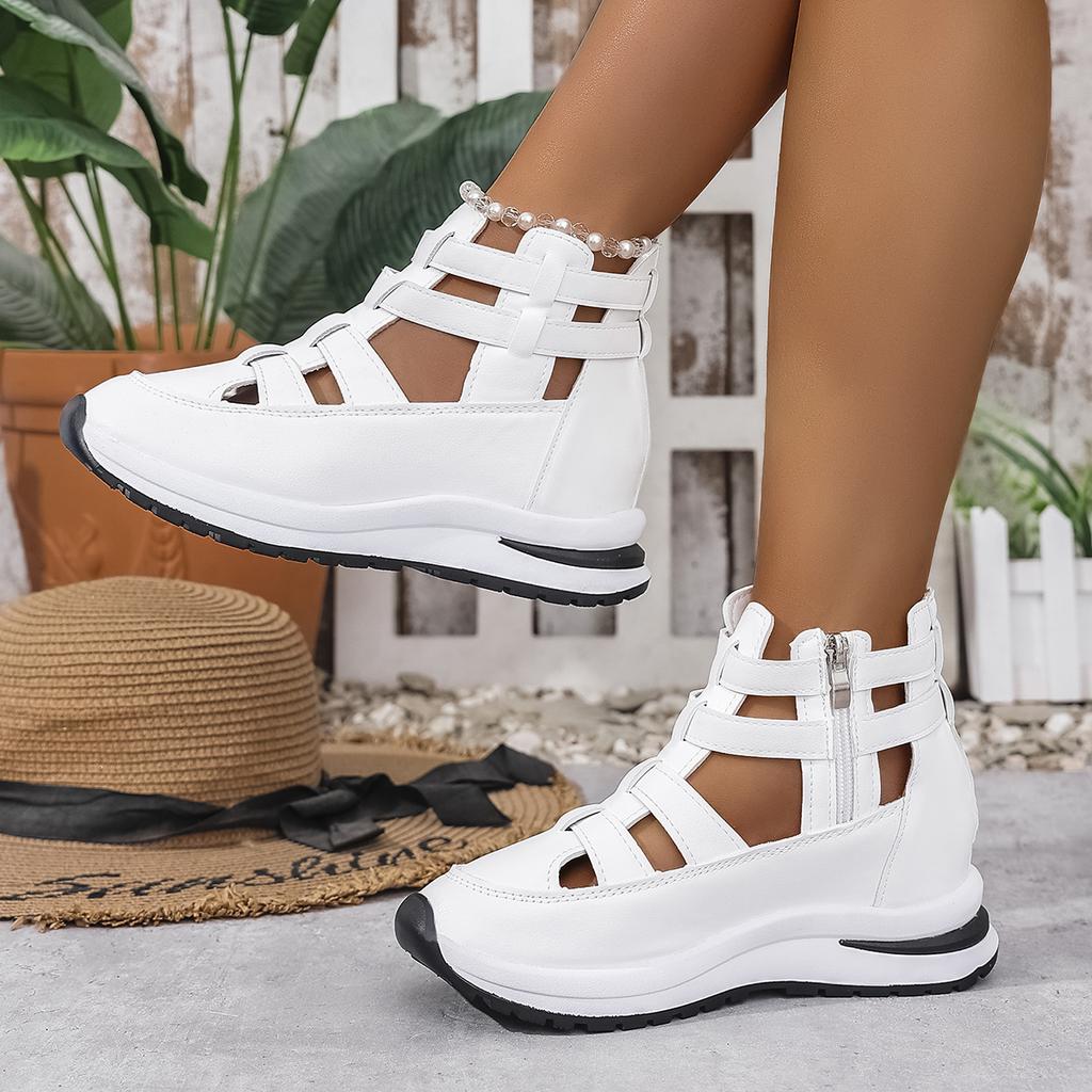 Fashion Closed Toe Breathable Clogs with Heel Suit Female Beige Large Size 2025 Summer Low-heeled Sports Low Sandals Woman Leather Shoes