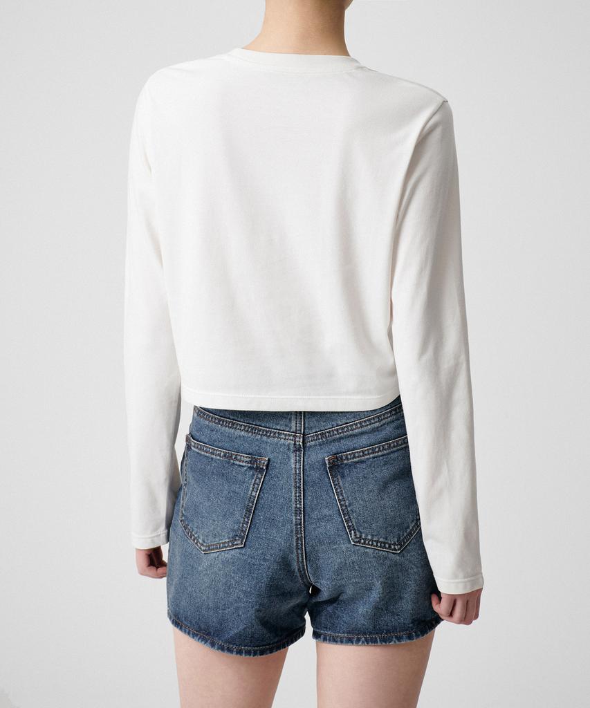 MUSINSA STANDARD WOMAN [Cooltandard] Women'S Crew Neck Crop Long Sleeve T-Shirt [Cream]