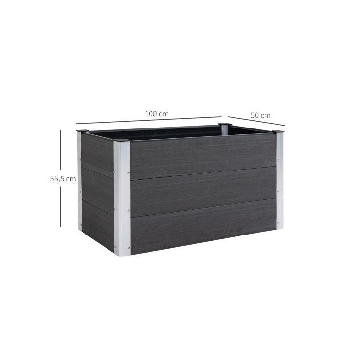 Plant Trough - MUVOE - Raised In WPC and Aluminum - Grey - 100x50x50cm - Weather-resistant