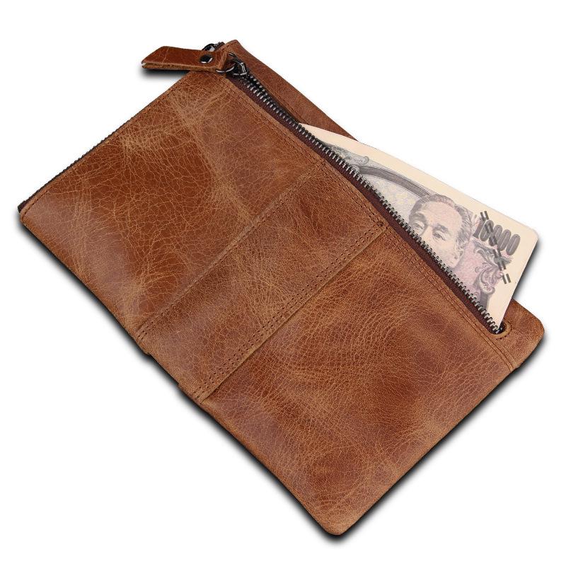 Men's Crazy Horse Genuine Leather RFID-Blocking Wallet