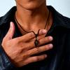 Classic Geometric Rhombus Pendant Necklaces, Four Pointed Star Stainless Steel Necklace, Fashion Punk Jewelry for Men Boys Gift