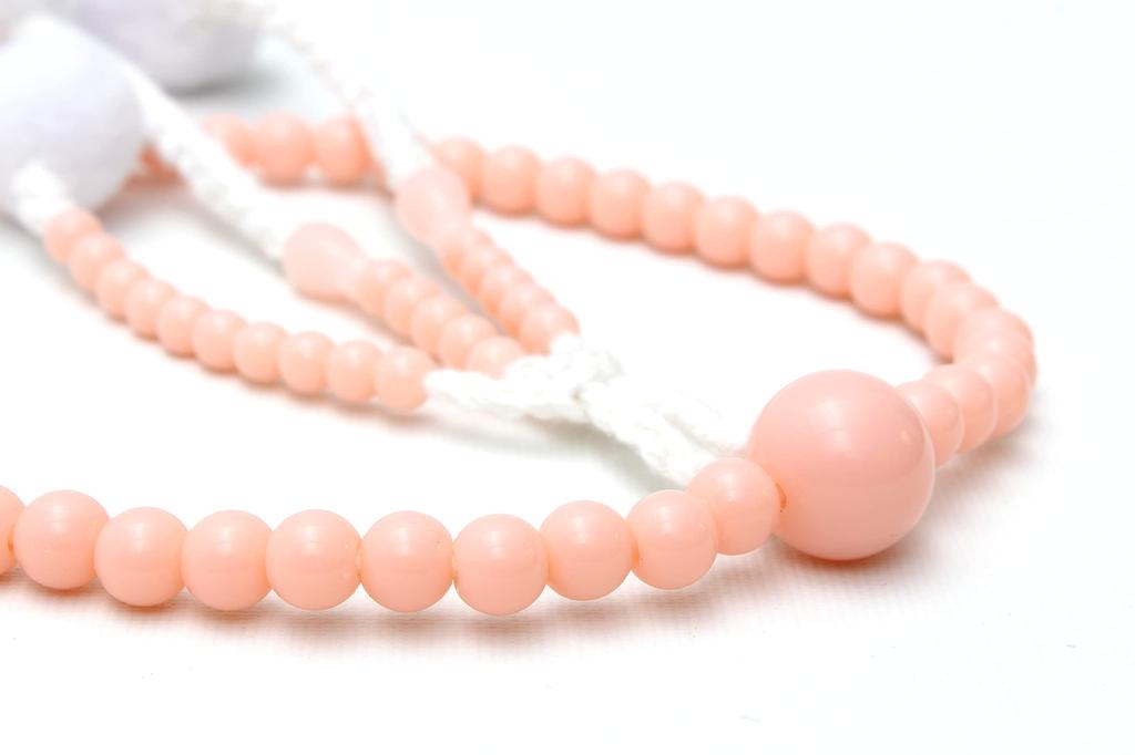 Soka Gakkai Prayer Beads New Member Present Gongyo 3 Piece Set for Women Prayer Beads Pink Coral Prayer Bead Holder Dot Blue