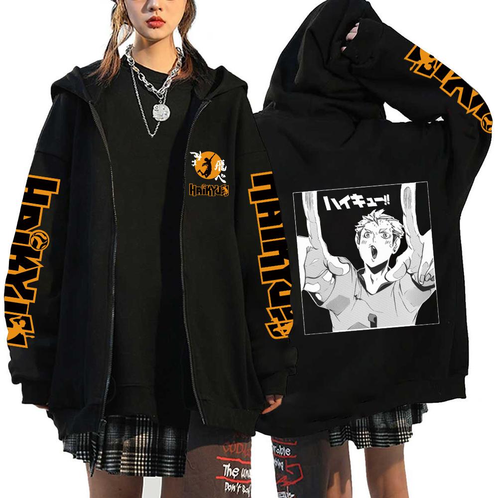

Anime Haikyuu Shoyo Hinata And Tobio Kageyama Printed Hooded Men Women Zipper Hoodies Casual Sweatshirt Zip Jacket S