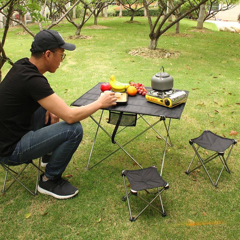 Lightweight Portable Footstool Aluminum Alloy Camping Beach Folding Fishing Outdoor Chair with Storage Bag