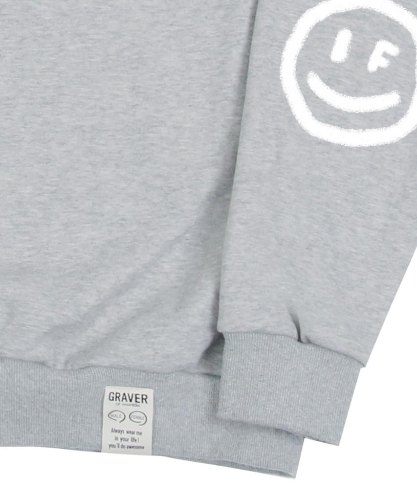 GRAVER [Unisex] Elbow Spray Dot Smile Sweatshirt_Gray