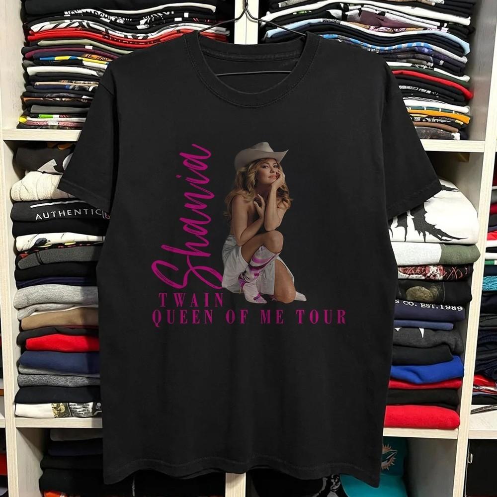 New Shania Twain Queen Of Me Tour 2023 Black Cotton Tshirt Unisex T-Shirt M