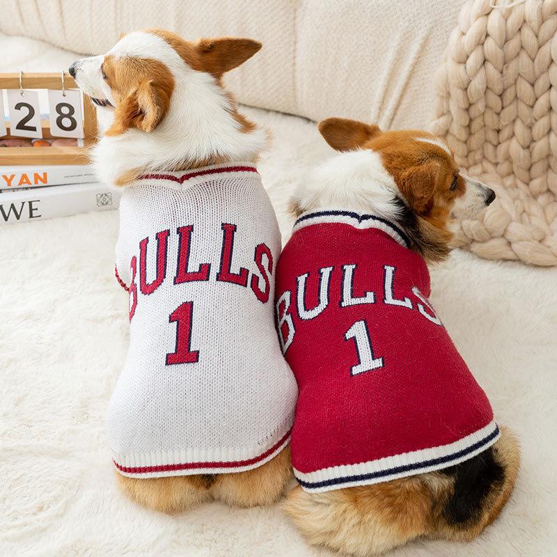 

Dog Clothes Autumn and Winter Corgi Fashion Basketball Sports Vest Sweater Small and Medium Dogs Dachshund Pet Clothing S (recommended weight 5-4 kg) червоний
