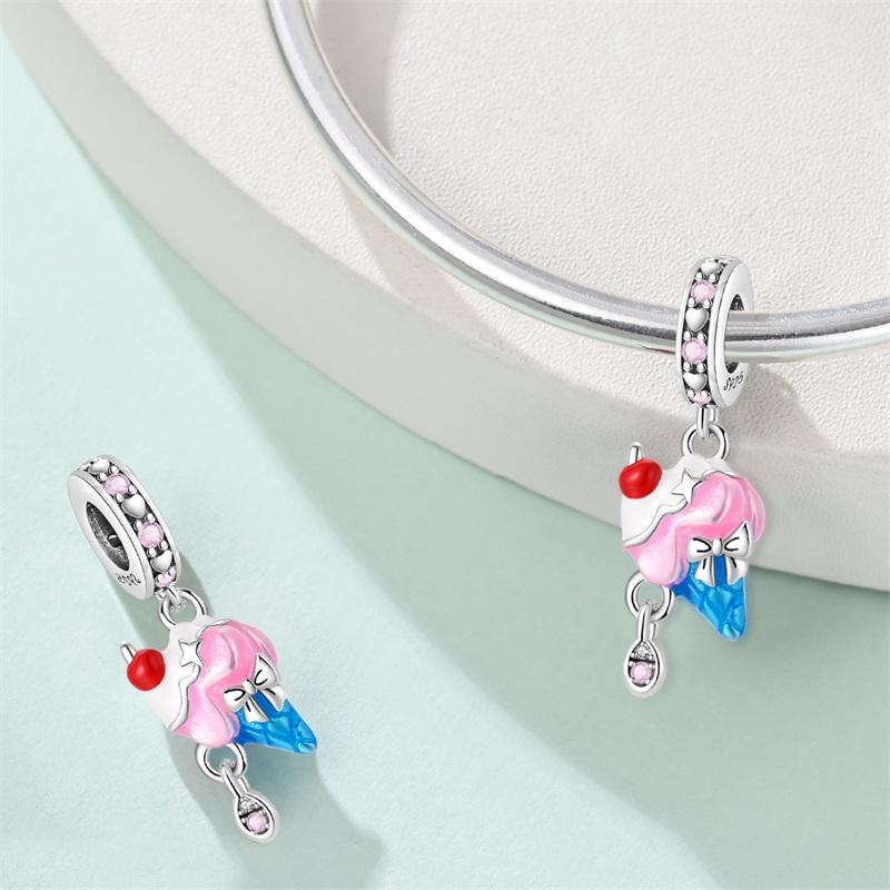 Copper Fruit Ice Cream Flower Travel Robot Beads Pendant Charms Fit Original Bracelet Charm Bead Necklace Diy Female Jewelry