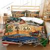 New York Statue of Liberty Duvet Cover KingQueen Size Retro Car Nostalgic 50s Polyester Bedding Set,Vintage Car Quilt Cover9639