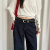 Y2k Style Leather Waist Belt Metal Buckle Thin Women's Belt Red Color Casual Belt Jeans Skirt Dress