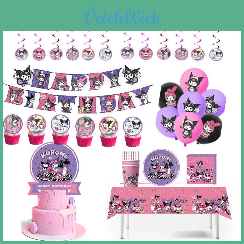 New Kuromi Party Supplies Set With Decorative Balloons And Tableware