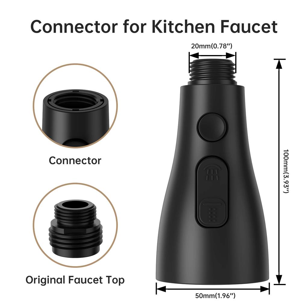 Spring Pull Down Kitchen Faucet Head Replacement for Kitchen Faucet, 3-Modes & 7 Adapters Brushed Nickel Finished