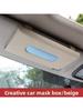 Creative tissue box for car interior, a back-hanging paper towel bag located at the rear seat headrest.