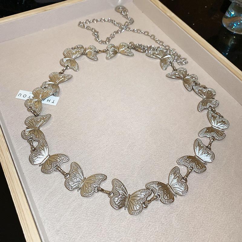 

Mei Mary Metal butterfly oval heart wood bead flower waist chain - fashionable niche design belt
