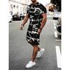 Men's Trendy 3D Personalized Graffiti Short Sleeved Shorts Set Outdoor Casual Breathable Two-piece Set