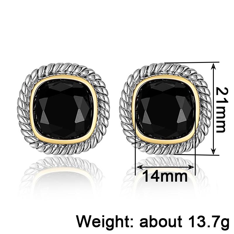 Boucles d'Oreilles Puces Exquises et Originales Huitan avec Zircone Cubique Noire Accessoires Scintillants Charmants pour Femme Tempérament Fête