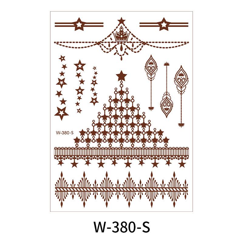 Indian Lace Tattoo Sticker Reddish-Brown Waterproof Tattoo Sticker