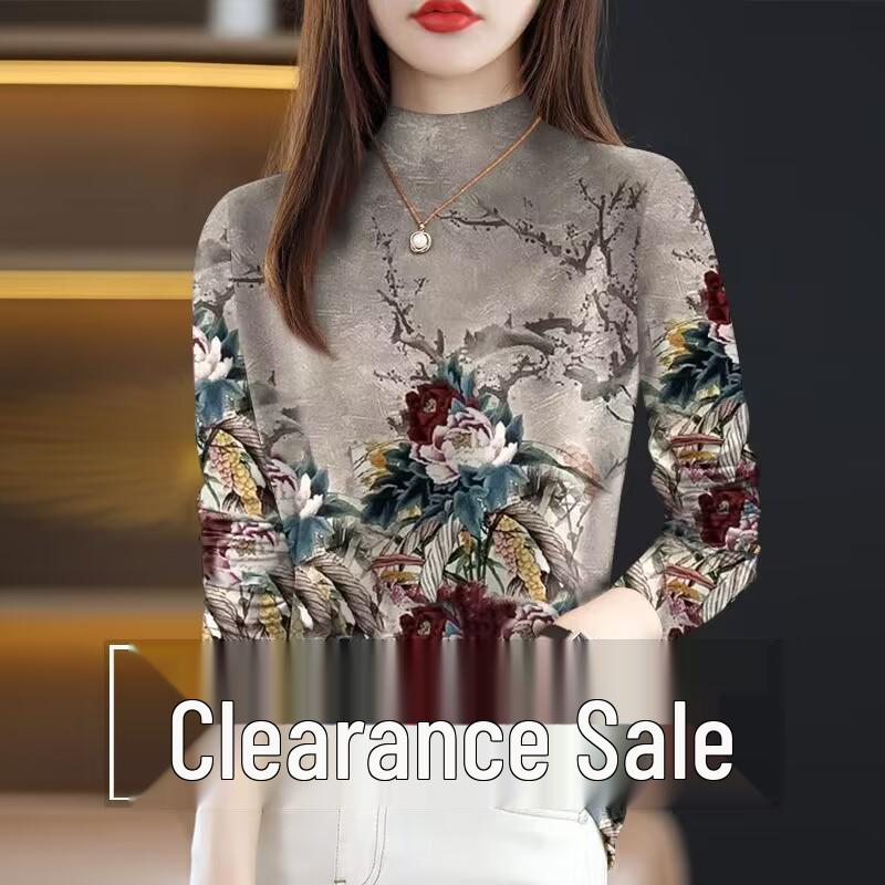 

Women s Fleece-Lined Long-Sleeve Base Shirt for Middle-Aged & Elderly - Stylish Semi-High Neck XL for 110-125 lbs