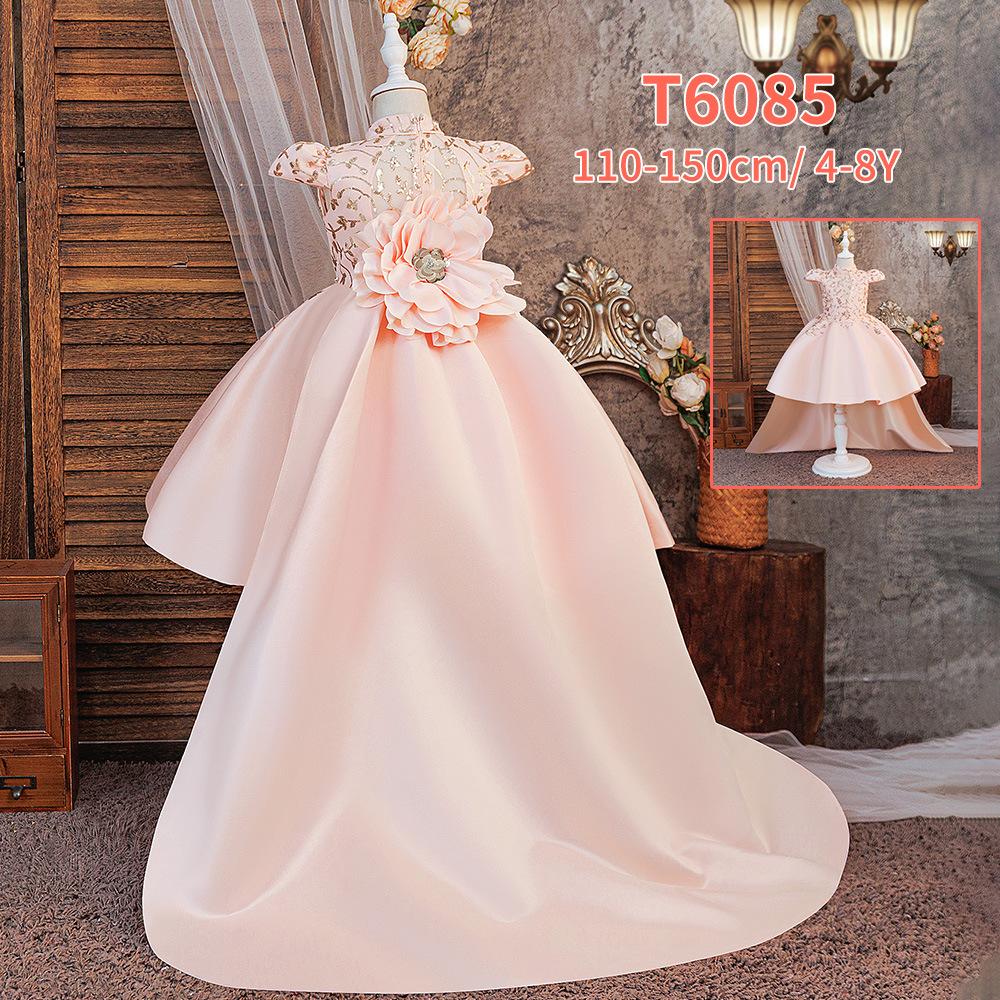 Wedding Flower Girls Dress Toddler Baptism 1st Birthday Dress Baby Girl Clothes Princess Wedding Lace Party Kids Costume T6085