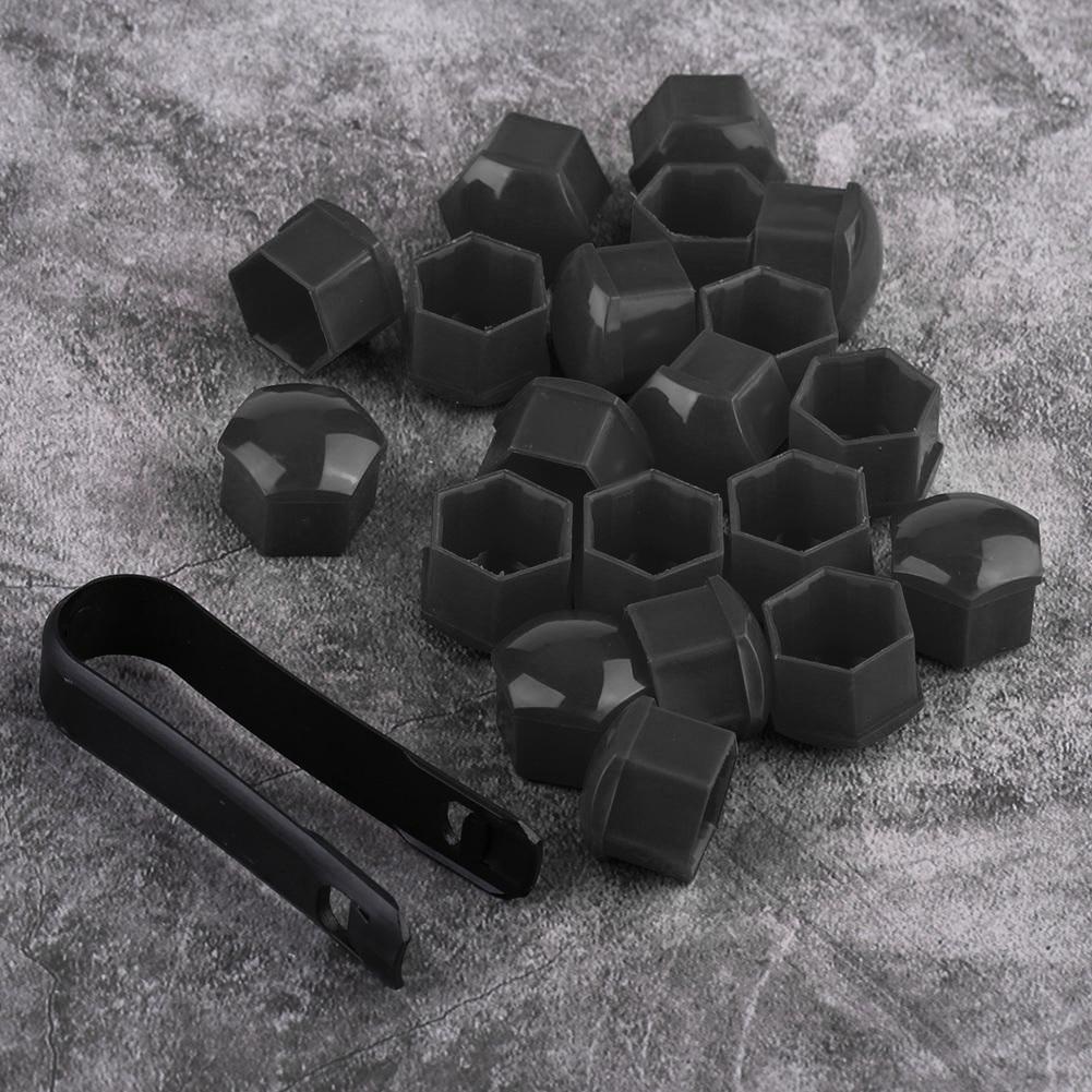 20pcs 21mm Nut Car Wheel Auto Hub Screw   Anti Theft Cover   Black