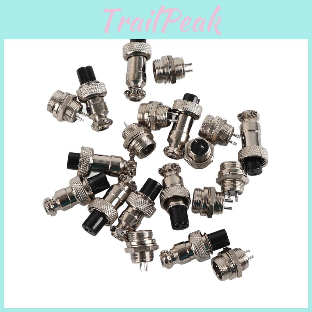 12mm Gx12 2pin Set 10 Aviation Plug Male Female Metal Socket Connector