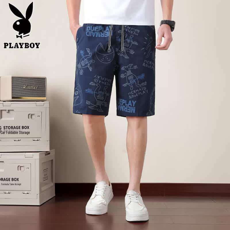PLAYBOY Men s Casual Printed Cotton Shorts XL