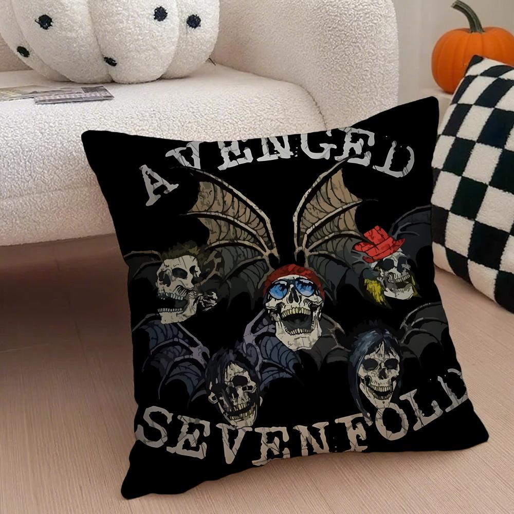 Metal American Band AAvenged Sevenfold Cushion Cover Throw Pillow Cover Hidden Button Durable Polyester Chair Cushion