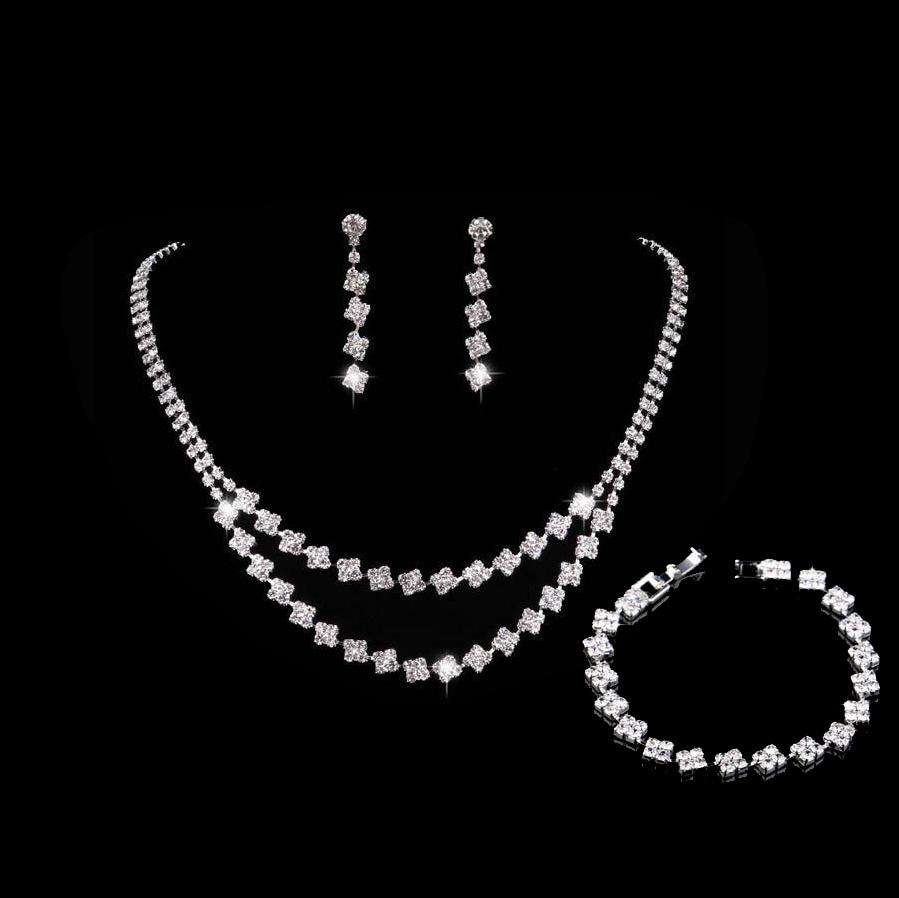 Svatební Geometrický Dvojitý Náramek Náramek Šperkový Set Drápkový Řetízek Diamantový Jednoduchý Větrný Náhrdelník Náušnice Šperky