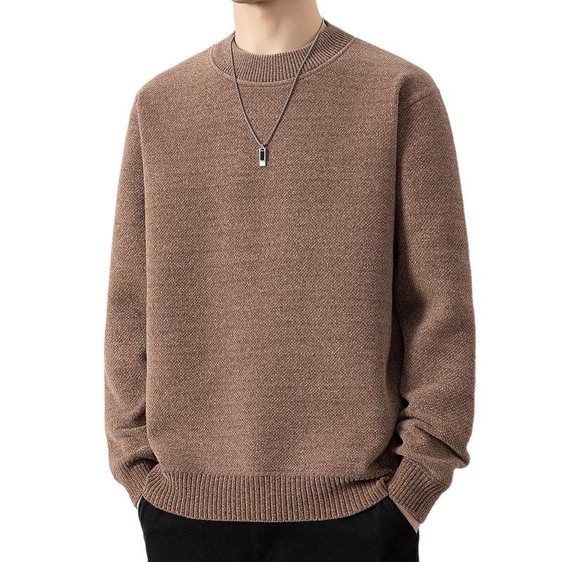 ROMON Men's Fleece-Lined Thermal Knit Crewneck Sweater