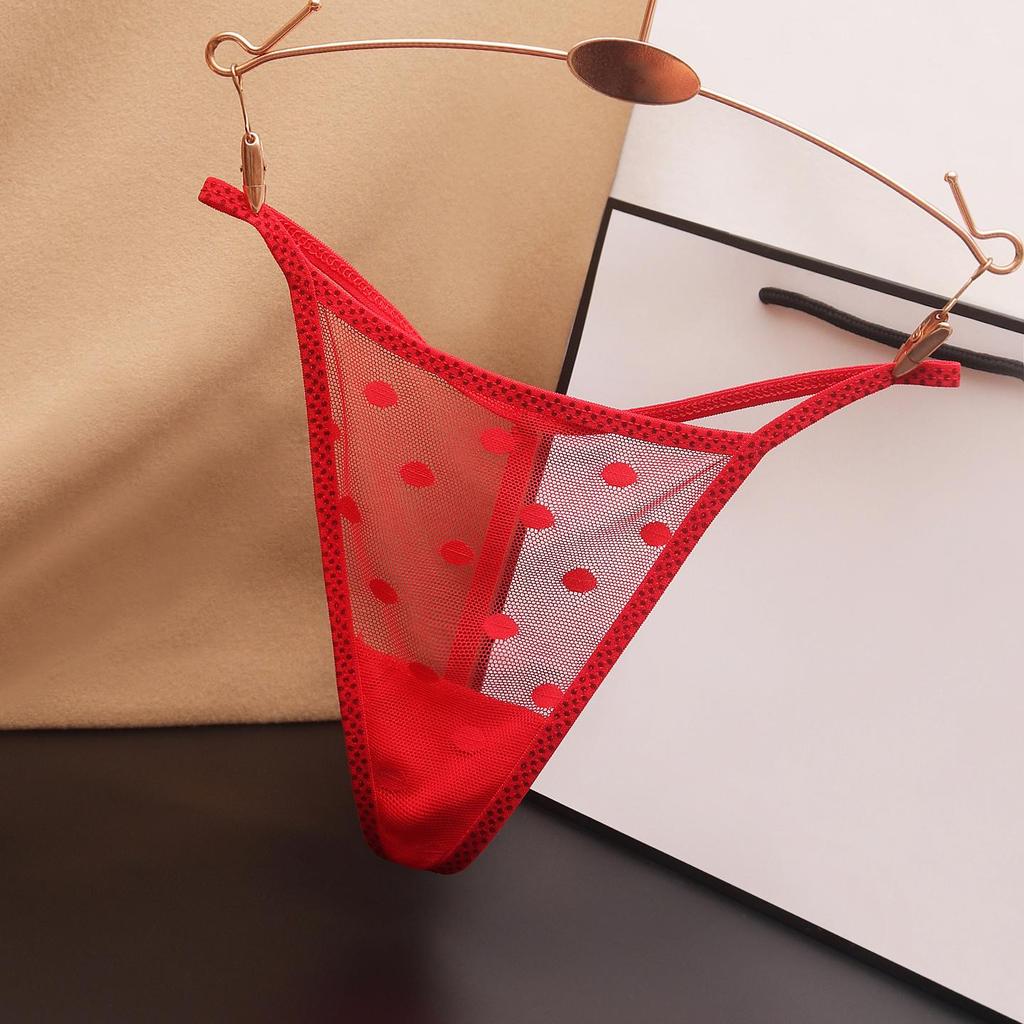 Förföriska Prickiga Trosor med Låg Midja och Transparent Tanga