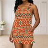 Women Plus Size Ring Strap Sleeveless Geometric Printed Tank Top And Pocket Shorts Two Piece Set