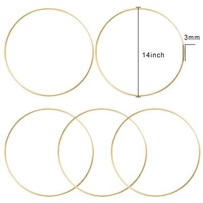 ABWR-Lot de 10 Cerceaux Floraux Métalliques Larges de 14 Pouces Macramé Anneaux en Cerceau Doré Pour Décoration de Couronne DIY
