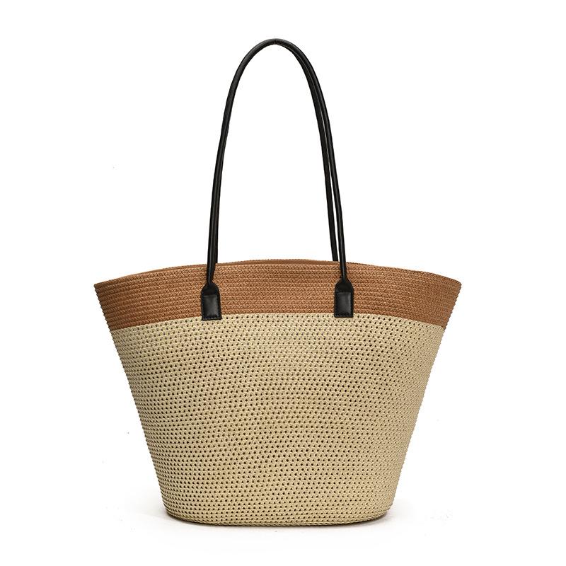 

Полосатая соломенная сумка-тоут на плечо - Повседневная модная пляжная сумка Bag Only хаки