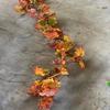 1PC Extra Long 78.74 Faux Maple Leaf Wreath - Realistic Fall Shades Red, Orange & Yellow Green | Heavy Duty Plastic Branches Vines