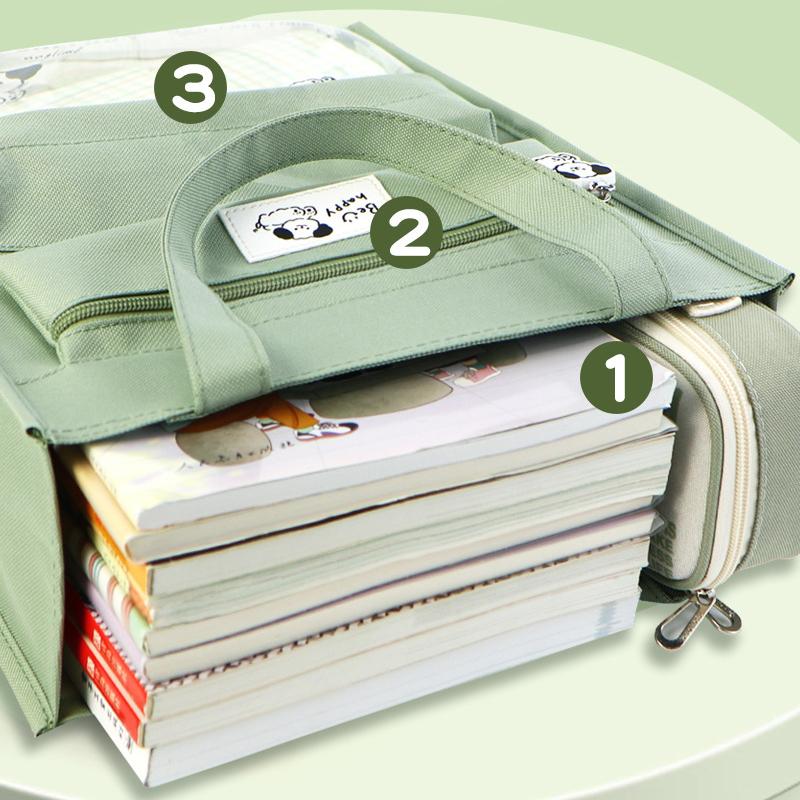 Cute Cartoon Animal Portable File Handbag Multi-functional Large Capacity Student Book Test Paper Stationery Tutorial Storage