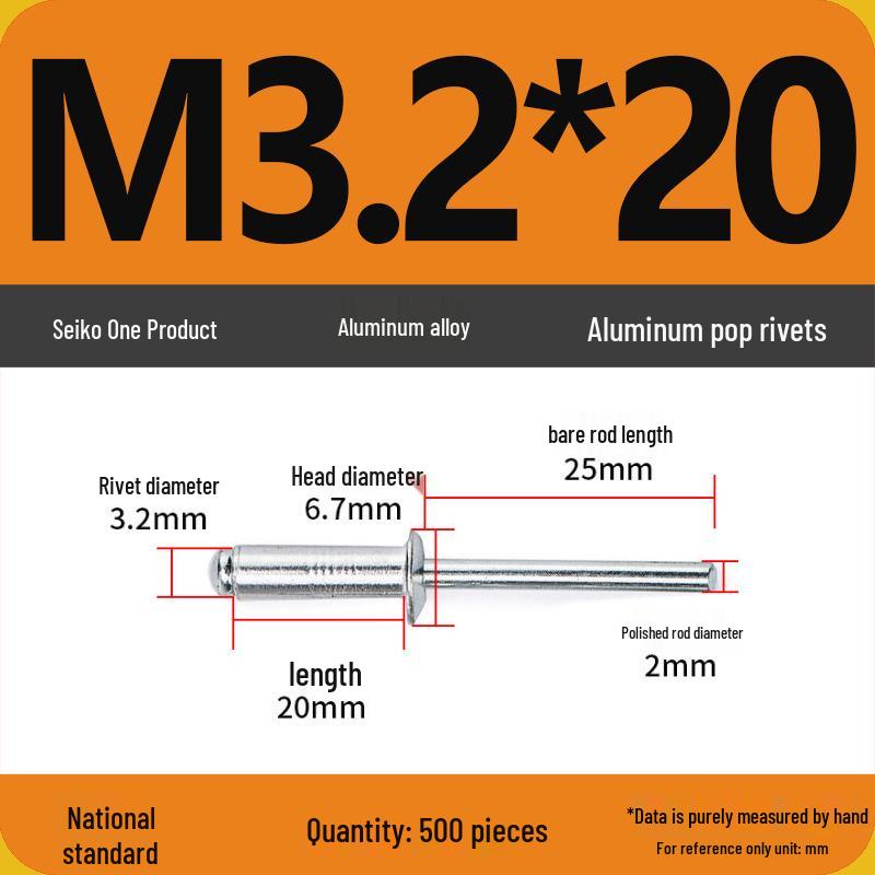 Aluminum Blind Rivets & Nuts - Black Round Head, Extended Shank, M4/M5/M6