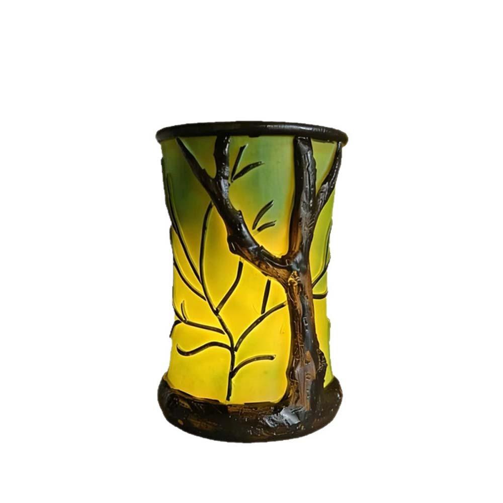 Glowing Night Light Forest Tree Silhouette Desk Lamp Candle Holder Table Lamp Halloween