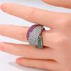 Vintage Inlaid Red Green White CZ Women's Ring Luxury CopperColor Geometry Daily Wear Party Jewelry Anniversary Gift