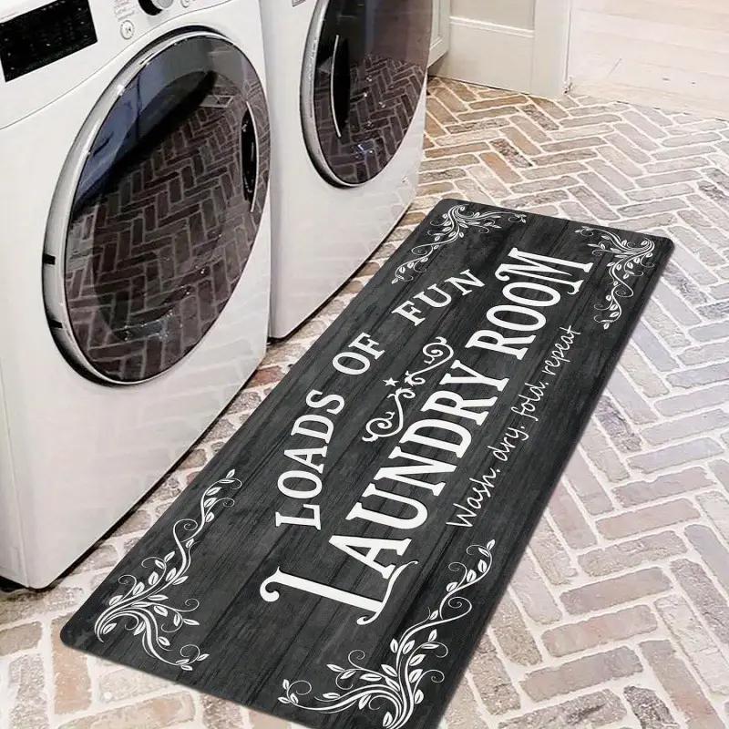 Laundry Room Runner Rug Non Slip Washable Waterproof Laundry Floor Mats for Home Washroom Bathroom Decoration