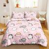 Kawaii Cat Duvet Cover Set for GirlsCute Cartoon Animal Kitten Bedding Set Lovely Romantic Theme Soft Comforter Cover Full Size