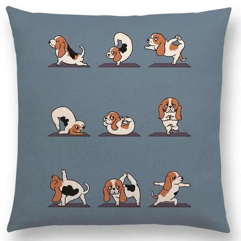 Mais Novos Animais Yoga Estampas de Desenho Animado Engraçadas Capa de Almofada Alpaca Coelho Dachshund Bull Terrier Hipopótamo Cães Panda Capa de Almofada para Sofá