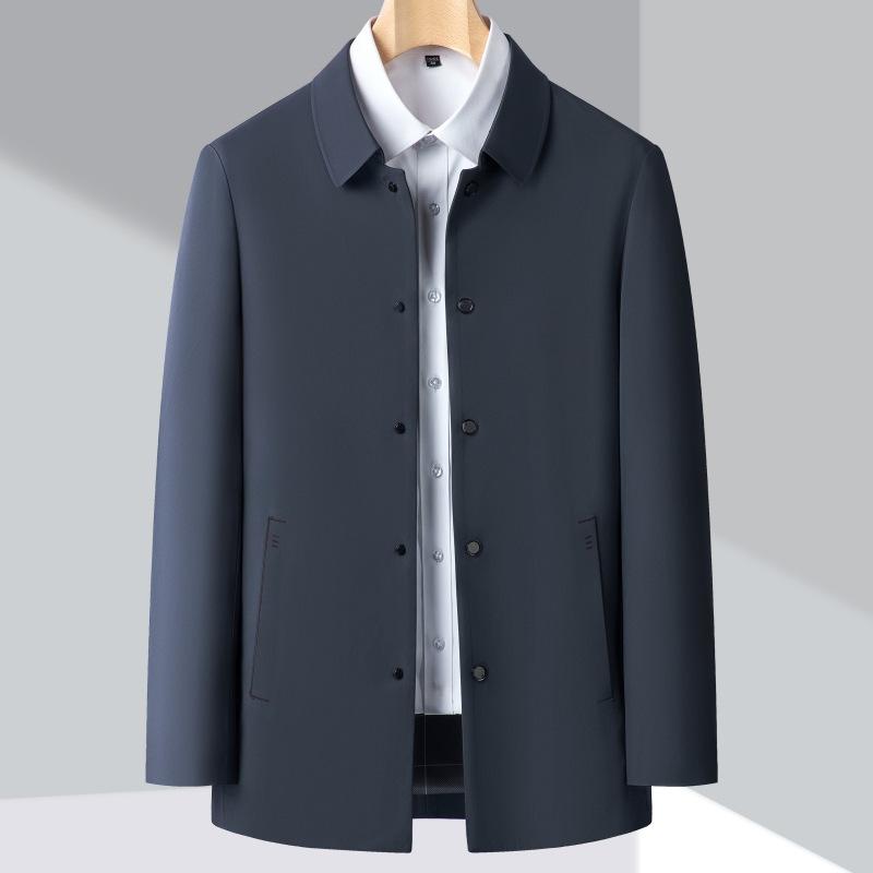High-End Maulbeerseide Jacke Herren Frühling und Herbst Mittleren Alters Revers Bequeme Jacke Business Locker Senior Lässig Papa Oberteil