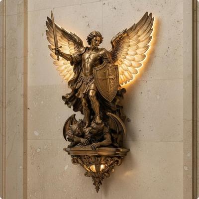 Archangel Wall Sconce Feathered Appendages Lamp Bronze